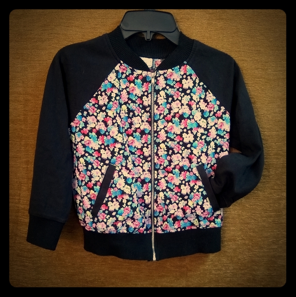 Girls Lightweight Floral Print Bomber Jacket